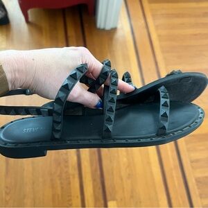 Steve Madden gladiator studded sandals matte black 8 EUC